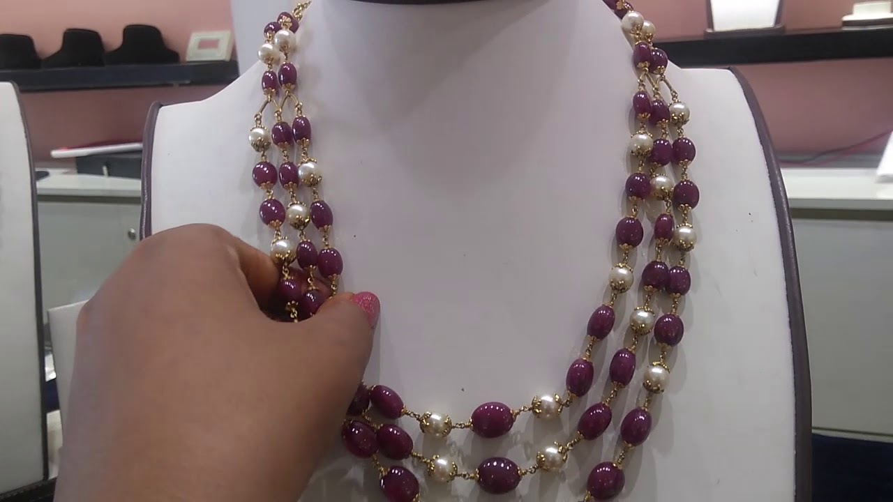 #jagdambapearls #lightweight #goldjewelry Gold & pearl Necklace sets with weight, price & address