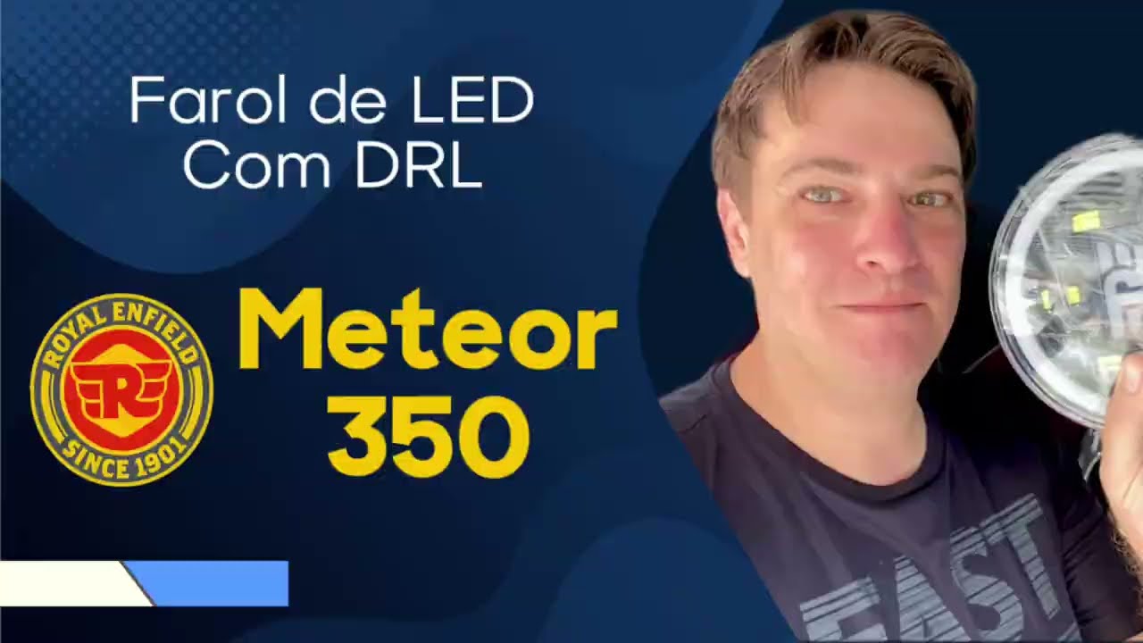 Farol de LED com DRL do AliExpress para Minha Meteor 350