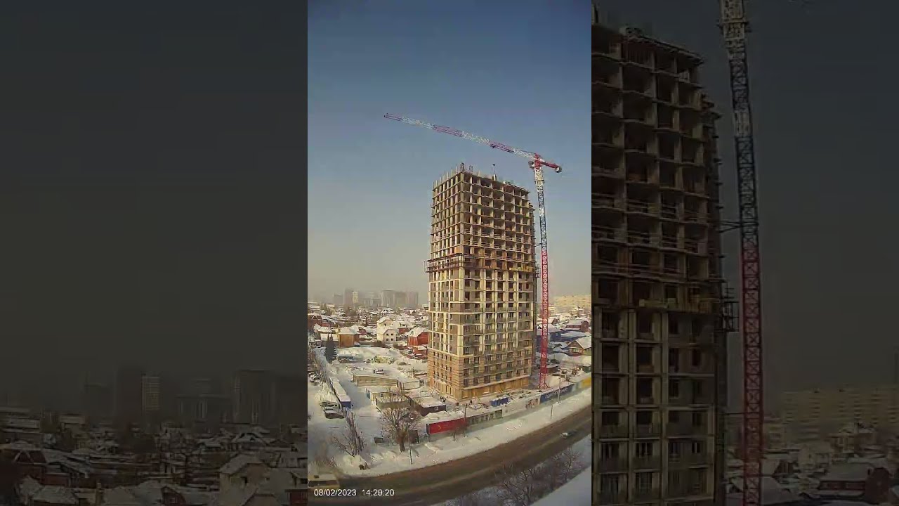 ЖК Притяжение г.Новосибирск таймлапс строительства 1го дома  2022-2024