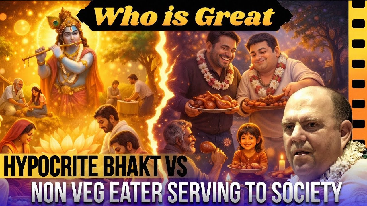 NonVeg Eater Serving Lord Vs Hypocrite Vegetarian Devotee Who is Great? HH Jayapataka Swami Maharaj 
