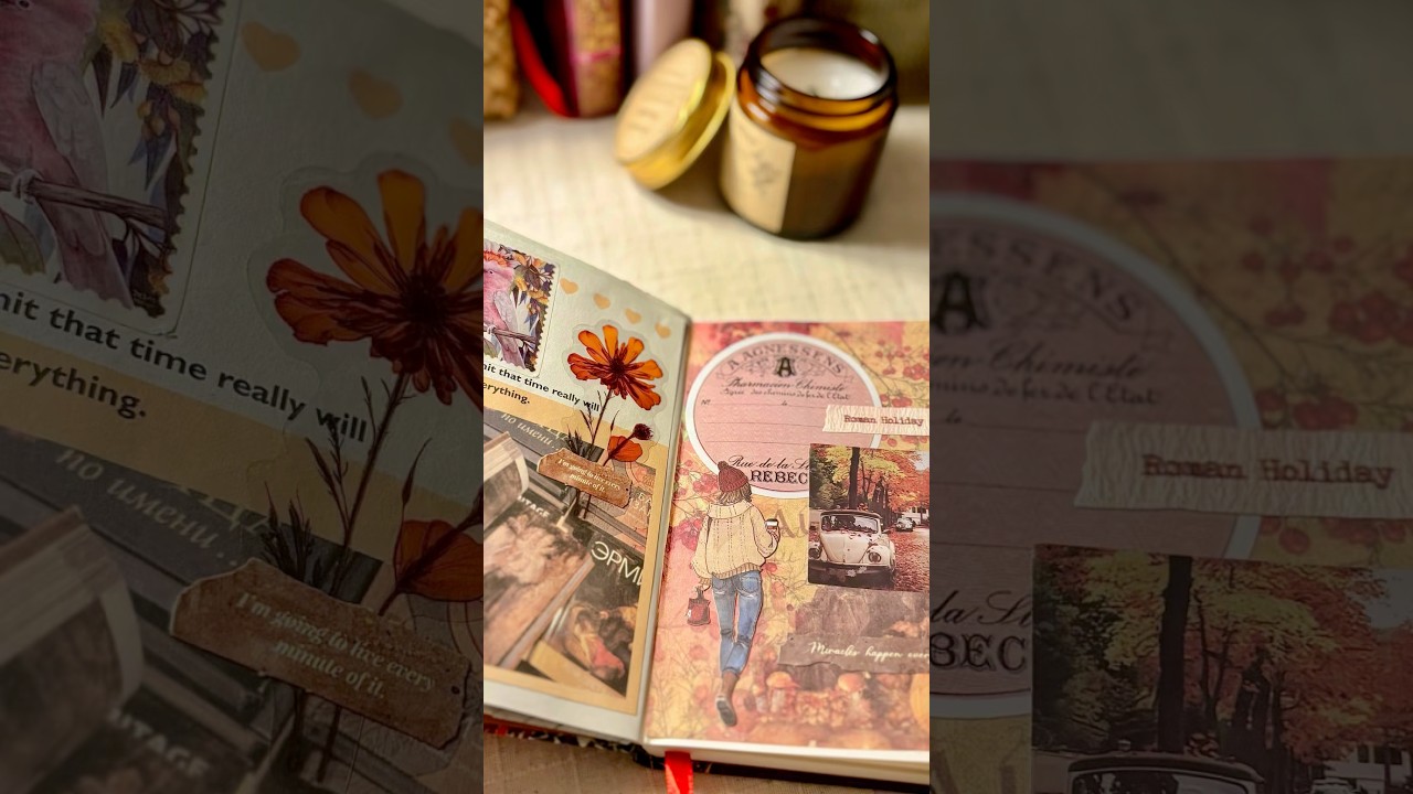ASMR Journaling with me🍂🍁#scrapbookideas#journaling#cosy#asmr#autumn#chill#aesthetic#diy#collage