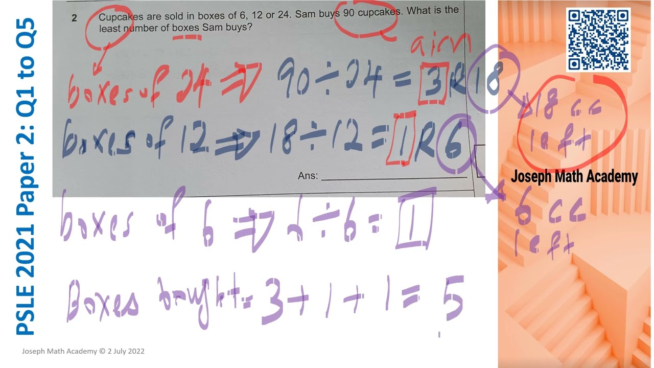 Math PSLE 2021 Paper 2: Q1 to Q5 - Part 1 (Suggested Solutions)