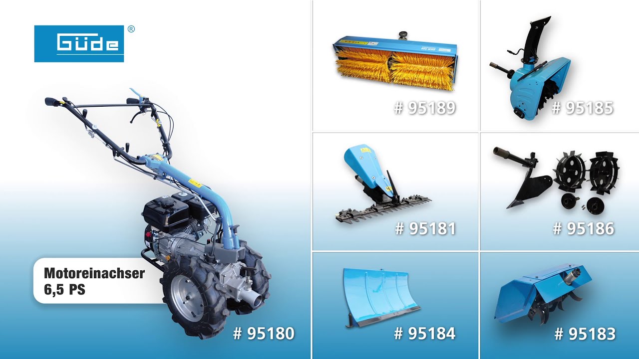 Güde Motoreinachser GME 6,5 PS und Zubehör - #95180 - 95181 - 95183 - 94184 - 95185 - 95186 - 95189