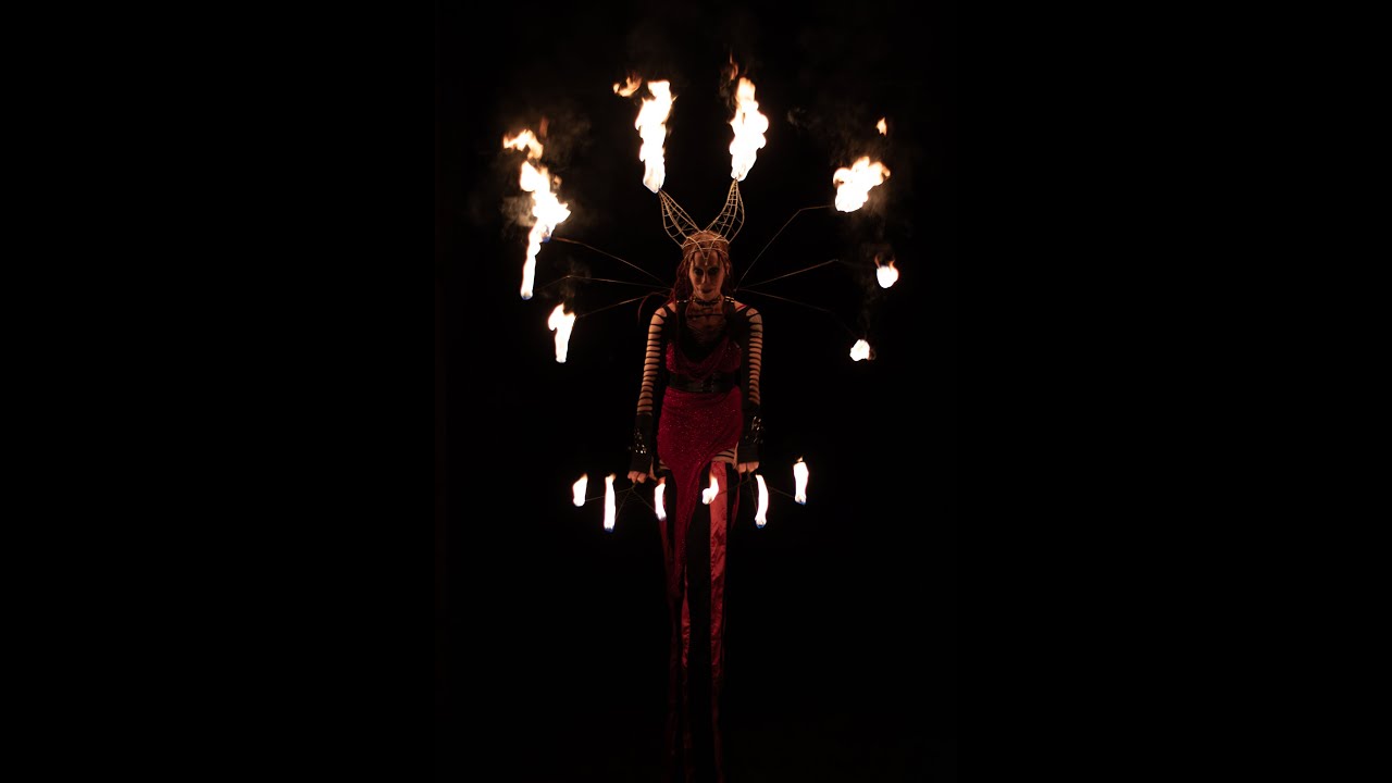 Stilts and Fire 2025 - Fire Hoop, Fans, Batons and Fire Breathing on 3 ft Peg Stilts