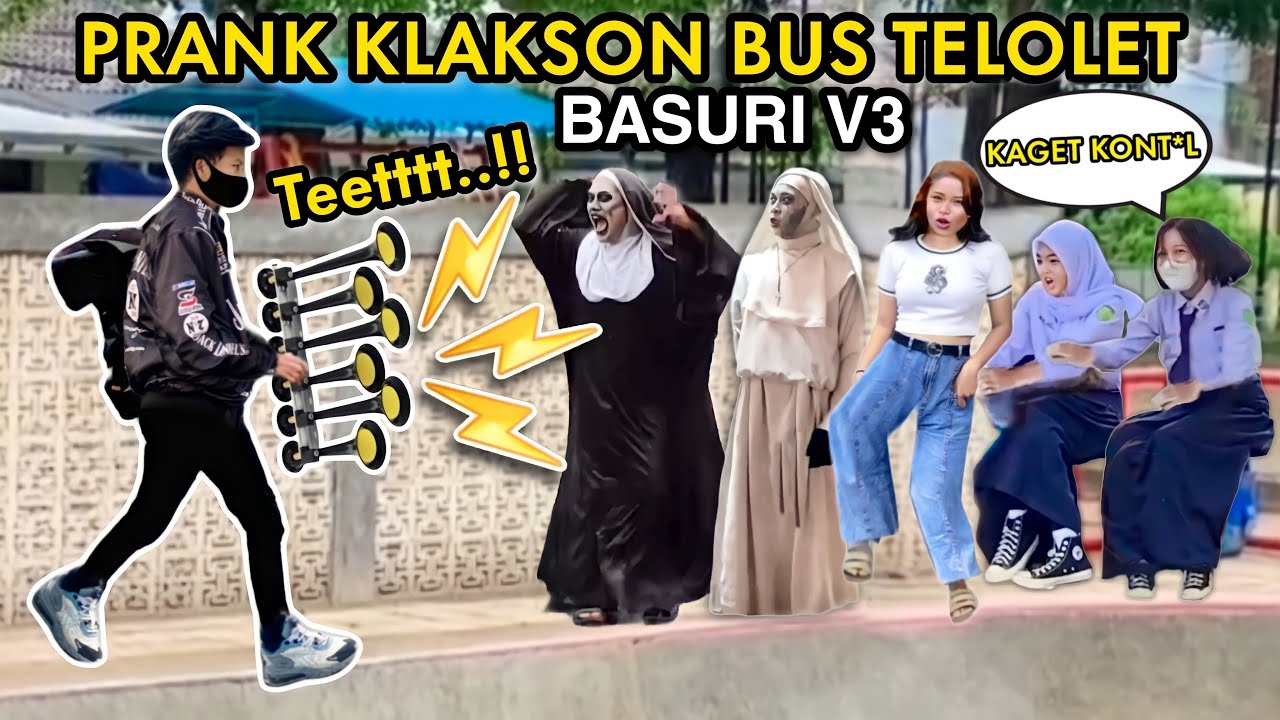 PRANK KLAKSON BUS TELOLET.. AUTO KAGET NGOMONG KASAR