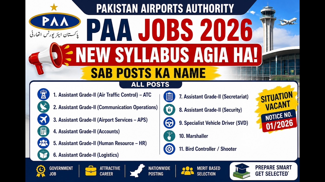 Pakistan Airports Authority PAA Jobs 2026 | Official New Syllabus for All Posts | Assistant Grade-II