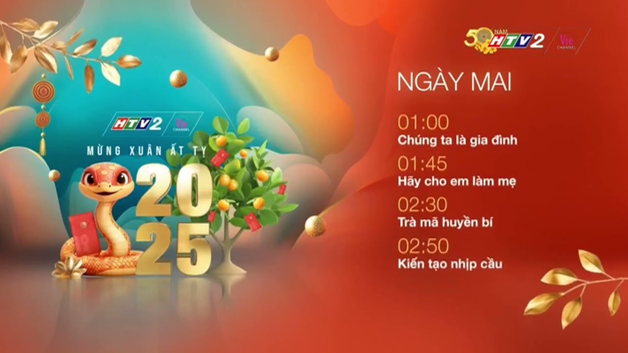 [Sóng 25] HTV2 - Vie Channel | Ident Tết, GTCT Ngày mai (00h30 - 28/01/2025 - 29 Tết)