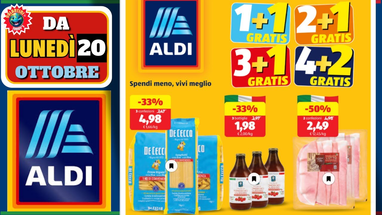 ALDI Volantino dal 20 Ottobre #anteprima 🛒 MAXI SCONTI E PROMO 2+1 1+1 3+1 🟩⬜️🟥Offerte e Promo