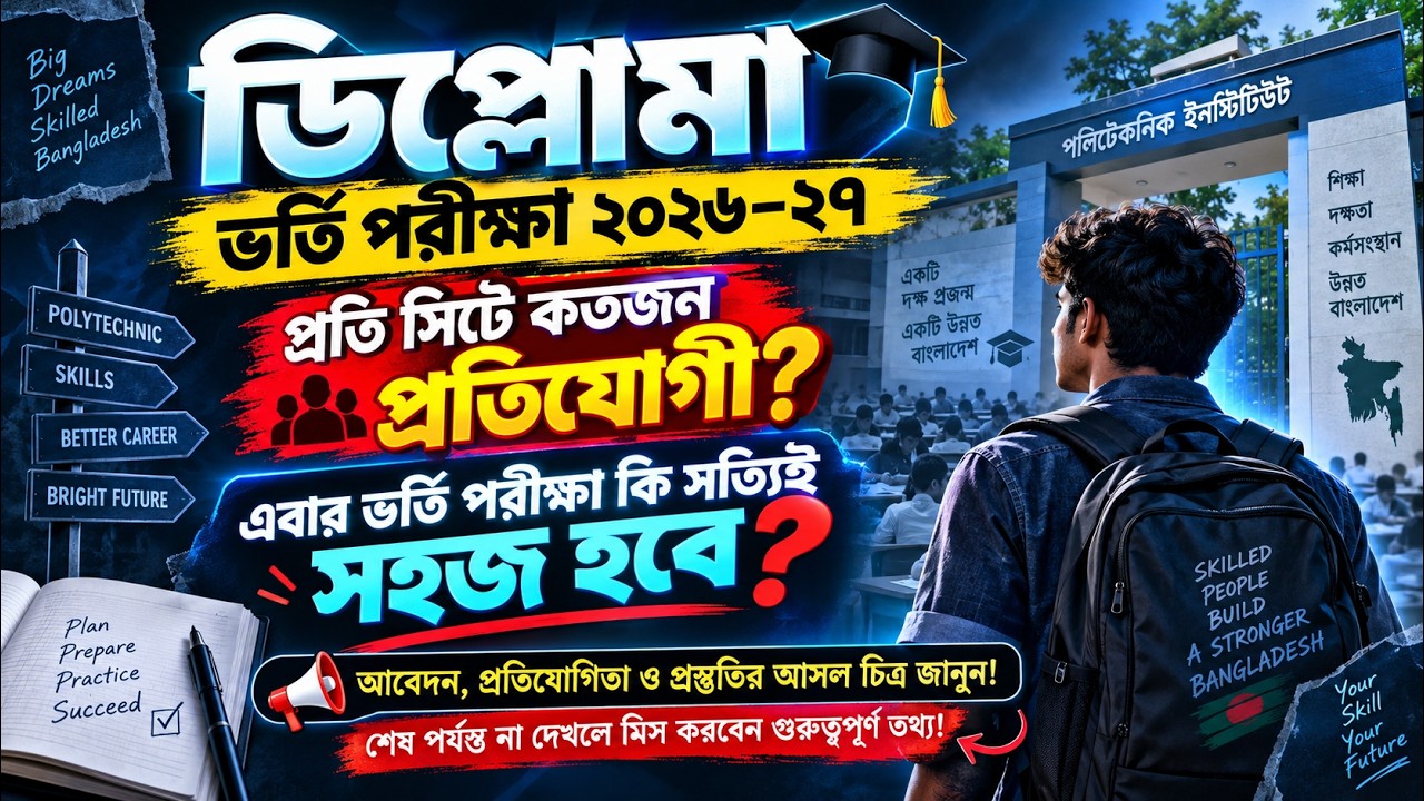 ডিপ্লোমা ভর্তি ২০২৬&ndash;২৭ | প্রতি সিটে কতজন লড়বে? পরীক্ষা কি এবার সহজ?