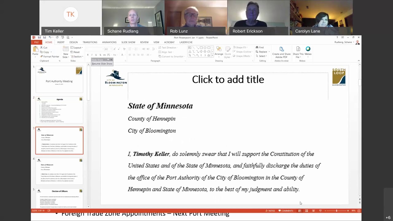 January 12, 2021 Bloomington Port Authority Meeting