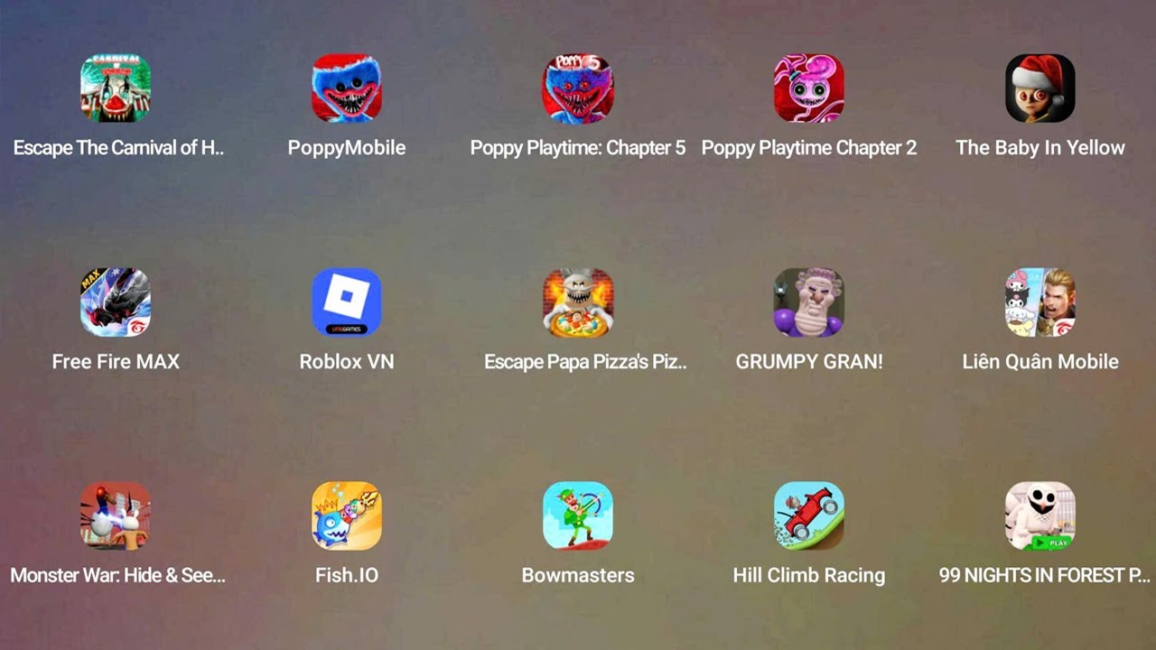Escape The Carnival of Terror Obby!,Poppy Playtime 1+2+5,The Baby in Yellow,Free Fire MAX,