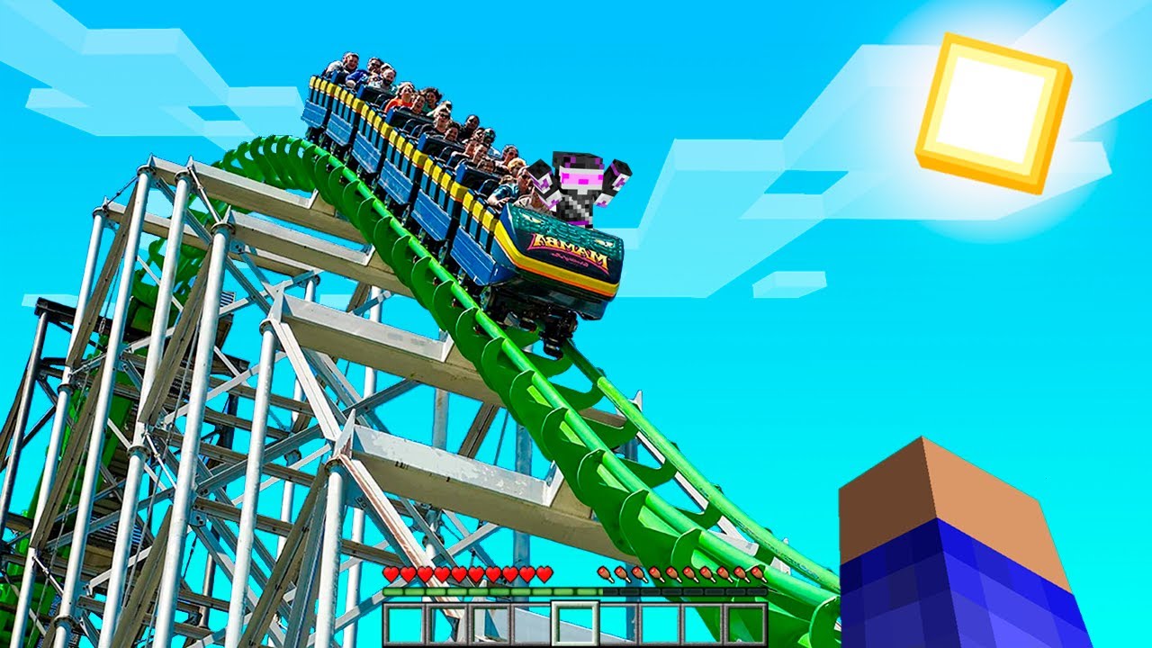 LLEVÉ A MI AMIGO A UN PARQUE DE ATRACCIONES REALES EN MINECRAFT TROLL 😱🎢