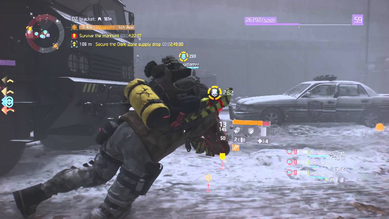 The Division STICKY BOMB SENTRY'S CALL! Best Dark Zone Build Manhunt Gameplay PS4