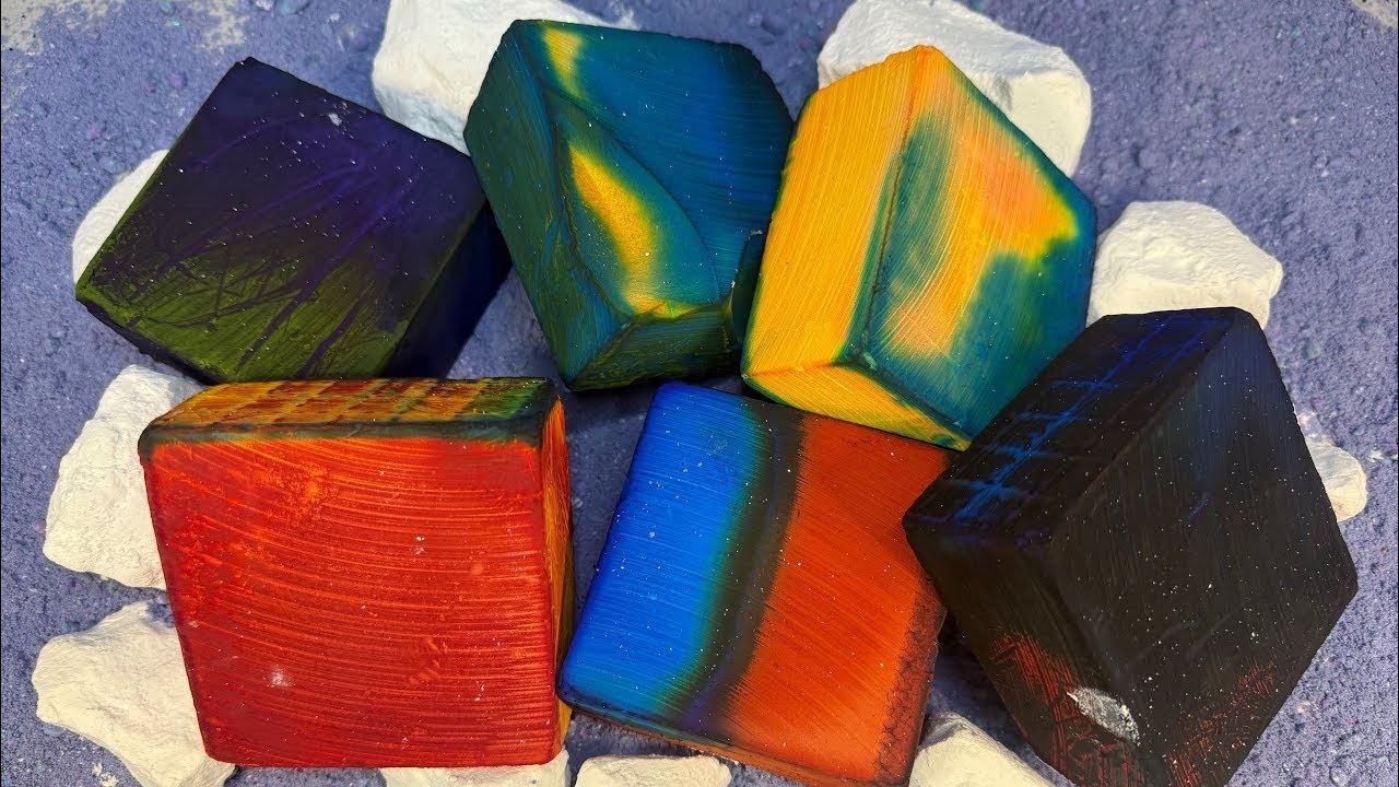 Soft Dyed & pj Fresh Gym Chalk Blocks Crush ASMR 🤍 Oddlysatisfying Sleepaid Relaxation Therapy 