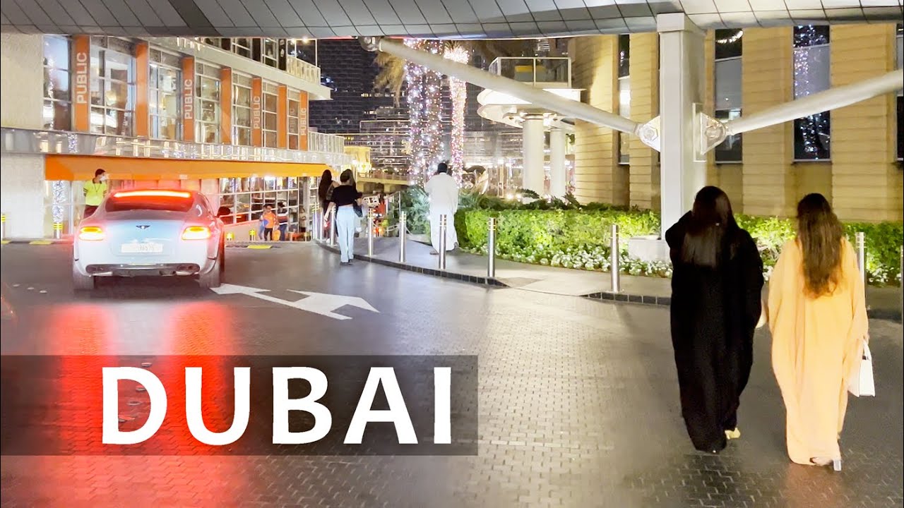 Дубай. Незабываемая ночная прогулка по центру города. 4К HDR