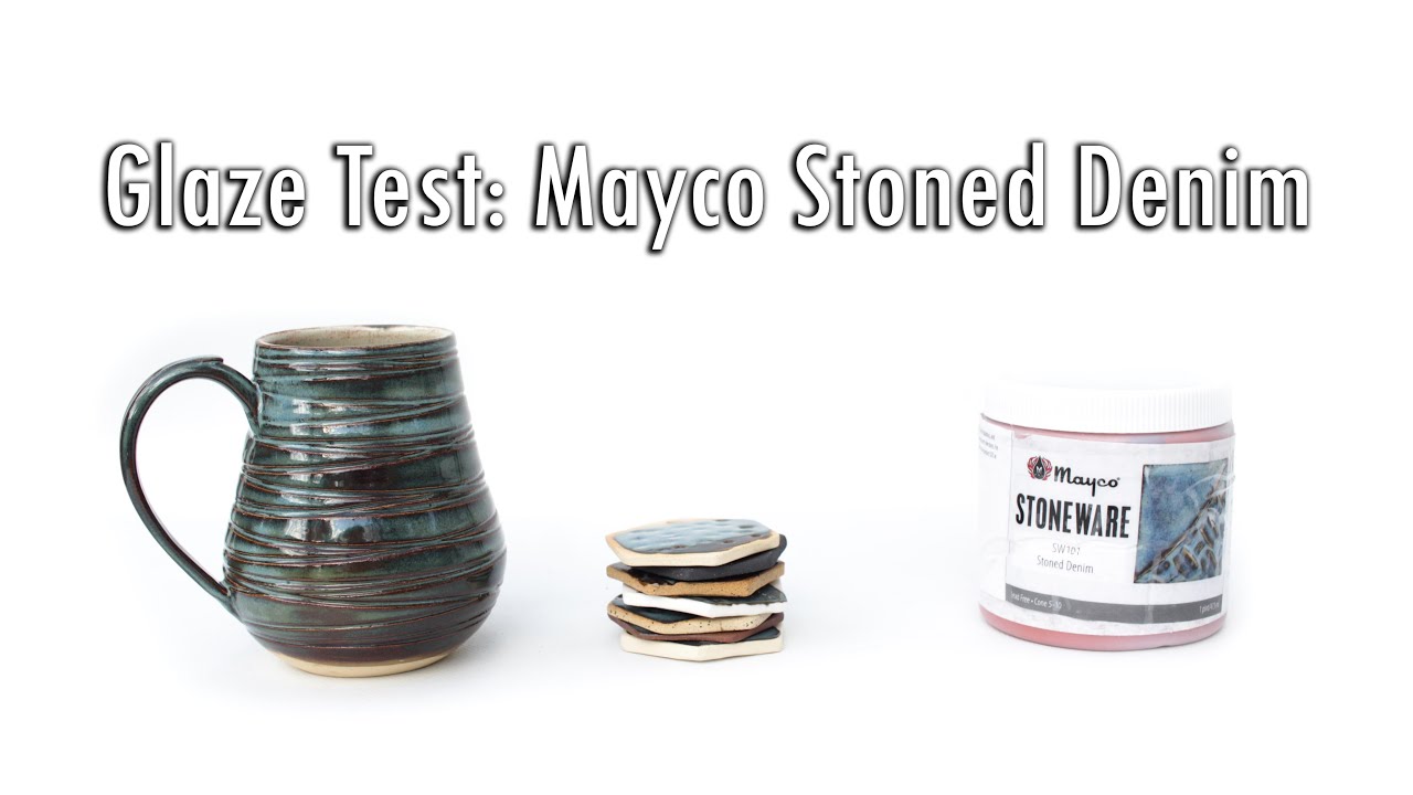 Glaze Review: Mayco Stoned Denim | 7 Clays Tested | Cone 6 | Ceramic Arts and Pottery Vlog