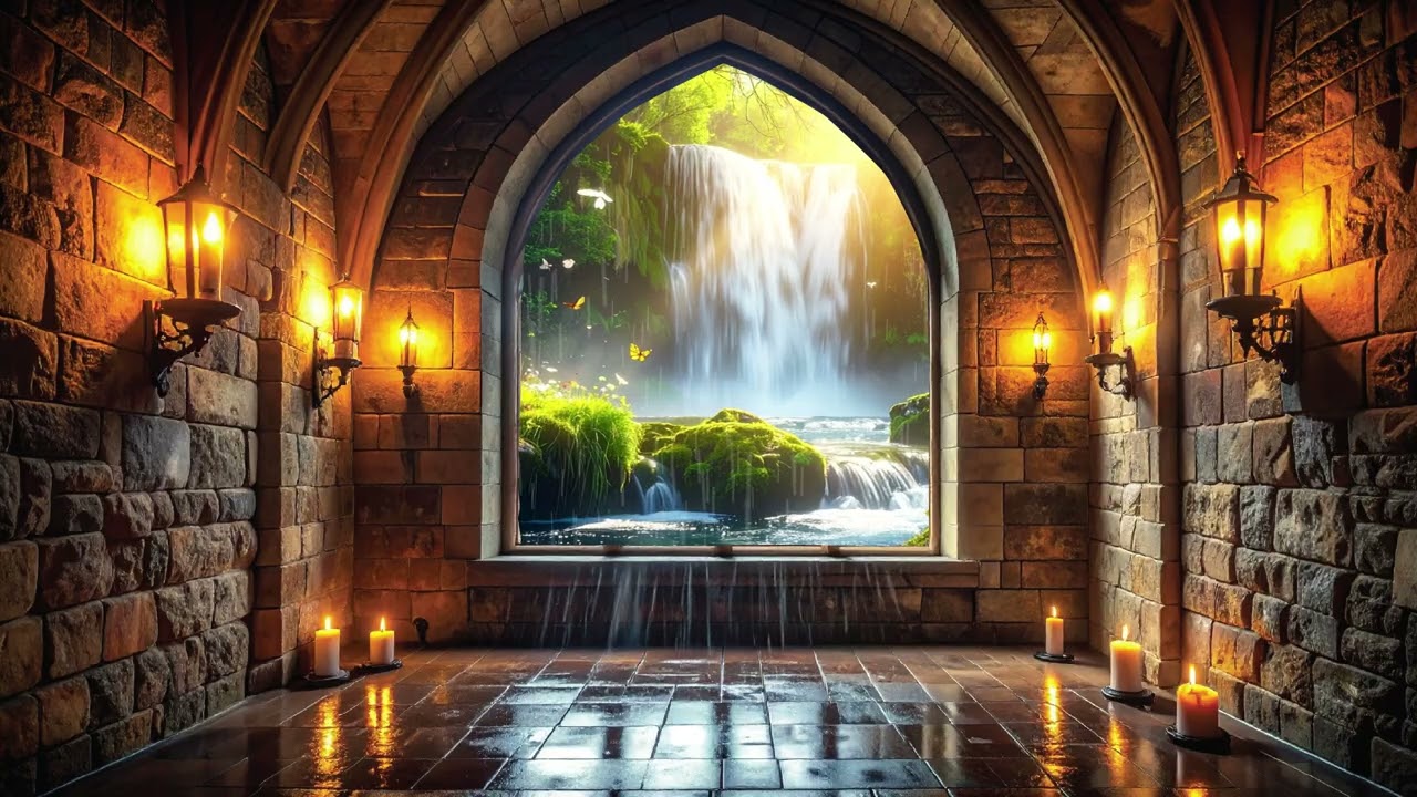 Sunlit Garden from a Medieval Tower Window 🌿 | Cozy Fantasy Ambience & Music