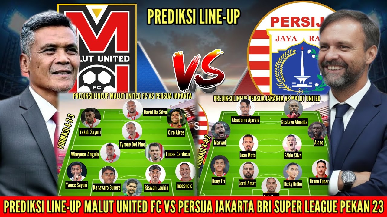 Malut United FC vs Persija Jakarta | Prediksi line-up pekan ke 23 BRI super league musim 2025/2026