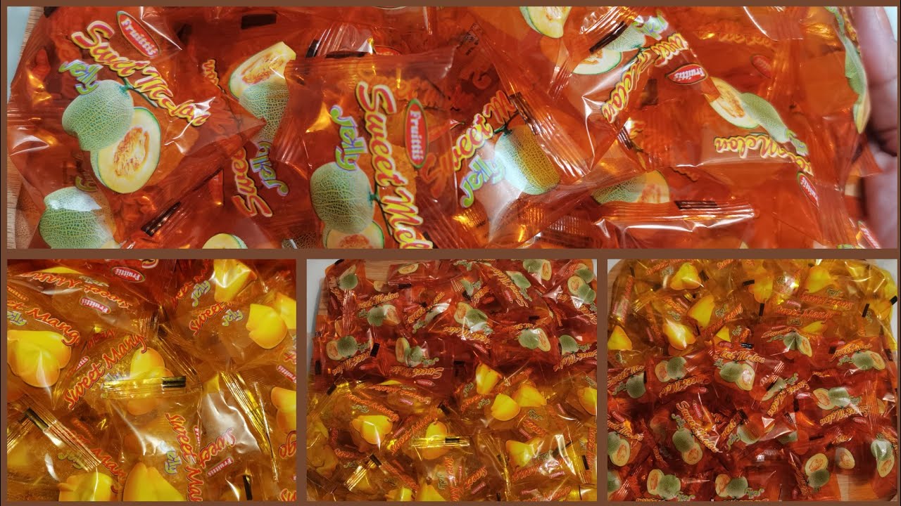 Filling platter with Sweets jelly mango🥭 &melon🍈 ASMR #candy #jelly