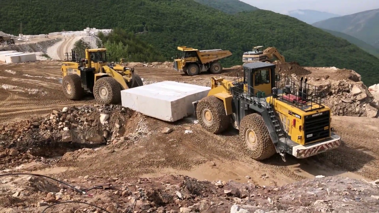 Huge Komatsu Wheel Loaders At The Biggest Marble Quarry Of Europe