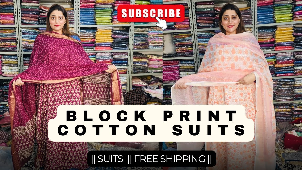 कॉटन Block Print के सुन्दर Suit #9896866744 #Maheswari #handloom #cottonsuits 