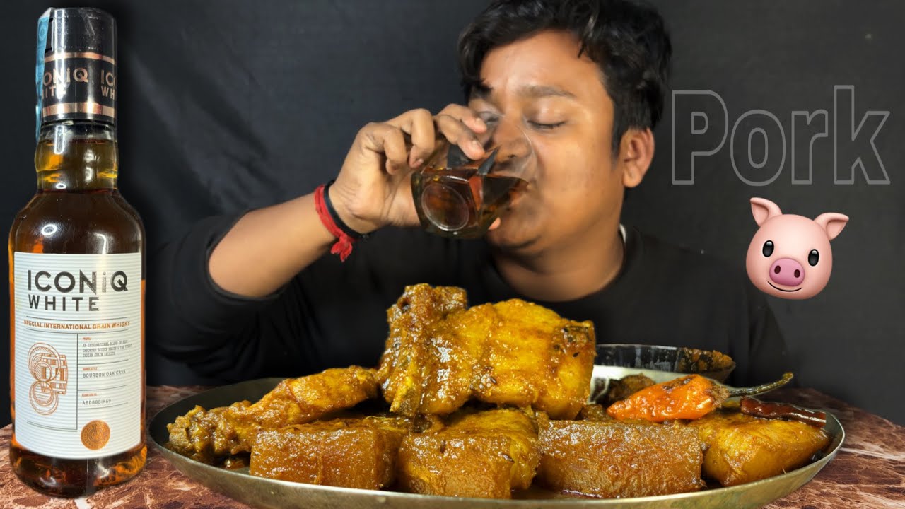 PORK MUKBANG WITH ICONIQ WHITE AND RECIPE @drinkingexplore1 