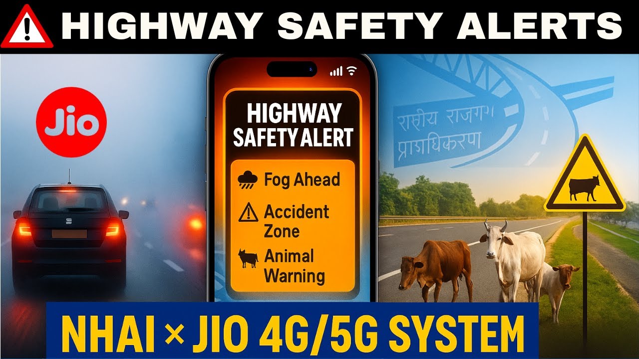 🚨 NHAI&ndash;Jio Highway Safety Alerts Explained | Fog, Accident Zones, Animal Warnings | New 4G/5G System