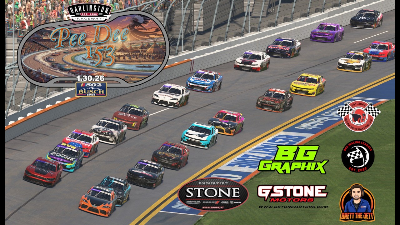 The Pee Dee 153 at Darlington Raceway | Friday Night Bush Series | 802 iRacing League | Race Replay