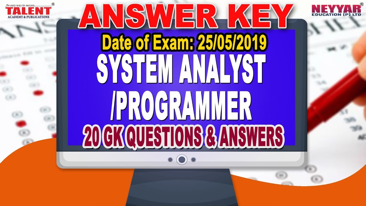Kerala PSC Exam (25-05-2019) System Analyst/Programmer GK Questions Answer Key