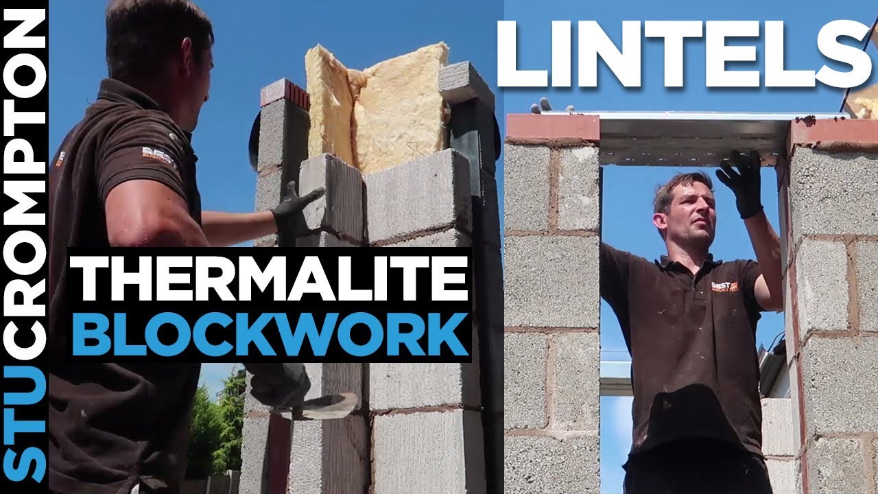 Bricklaying-Porch thermalite Block work and putting catnic lintels on