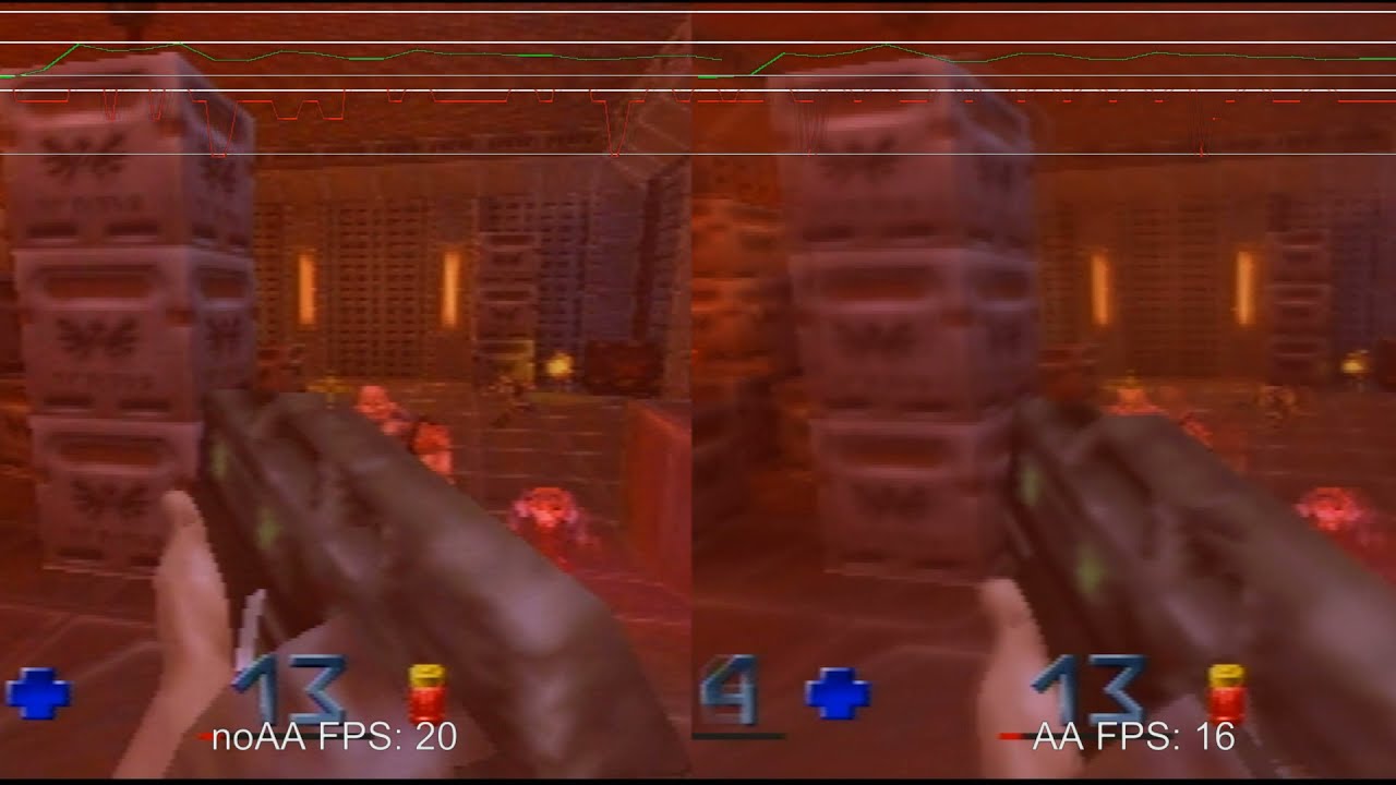 [Framerate] Quake II | Nintendo 64 | Аппаратный Anti-Aliasing vs No-AA патч