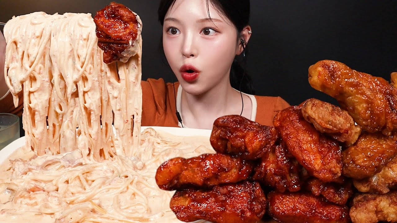 SUB)교촌 신메뉴! 마라레드 치킨 먹방🍗매콤 크림파스타에 오리지널 허니콤보 레드순살까지 꿀조합 Chicken & Pasta Mukbang Asmr