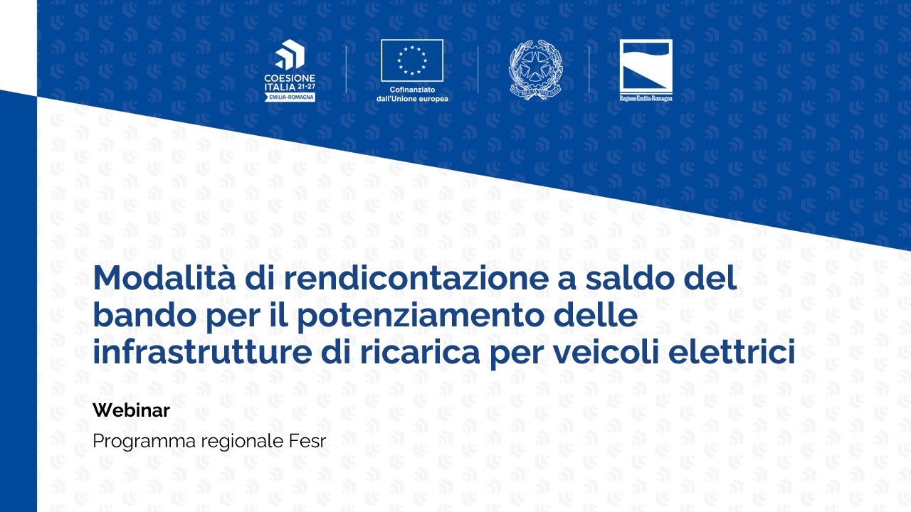 Modalità di rendicontazione a saldo bando potenziamento infrastrutture di ricarica veicoli elettrici