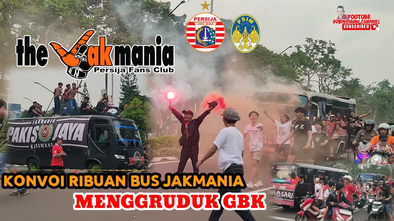 ATMOSFER KEDATANGAN PULUHAN BUS JAKMANIA DI GBK 🔥 Persija vs jogja 🔥 HUT PERSIJA💫