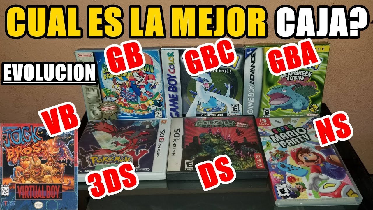 Evolución de las Cajas de Juegos de TODAS las PORTÁTILES de Nintendo GB VB GBC GBA DS 3DS y NS