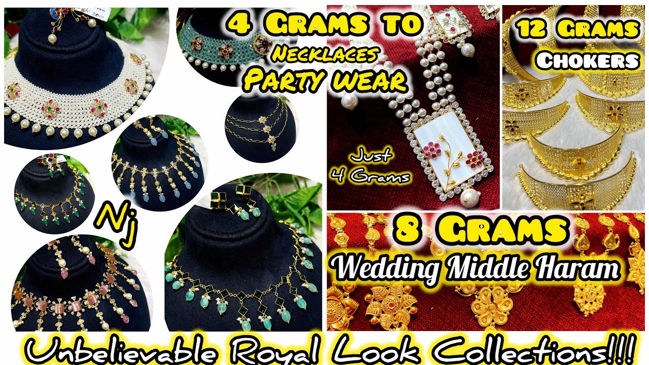 4 Grams to Royal Look Necklace Set / 8 Grams Wedding Middle Haram / 12 Grams Choker Collections