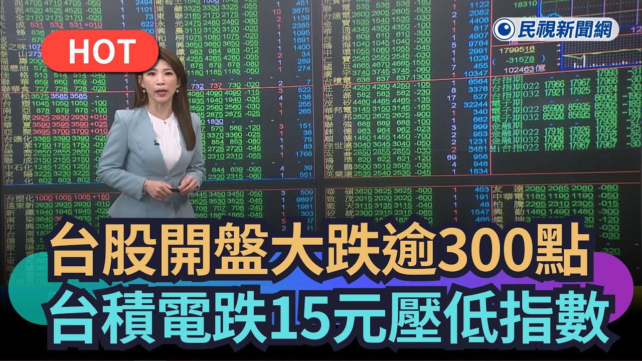 【熱搜新聞】台股開盤大跌逾300點　台積電跌15元壓低指數｜民視新聞｜
