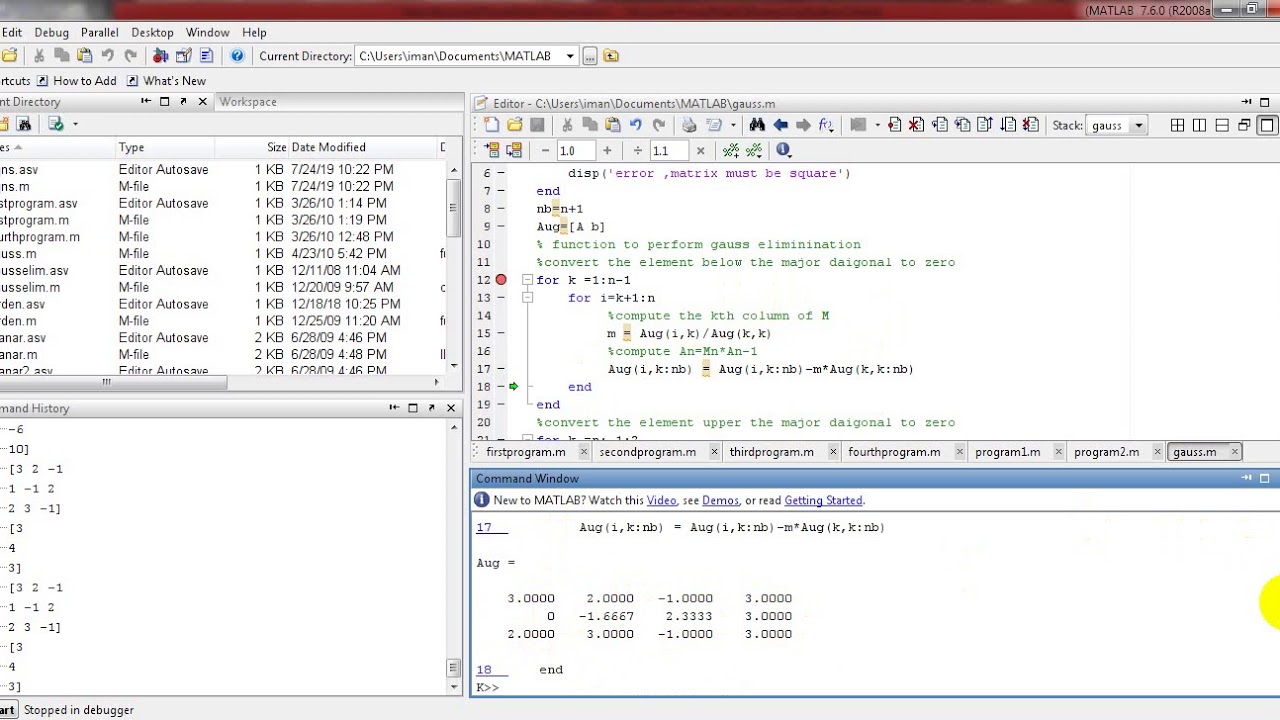 Gauss Jordan Method in Matlab