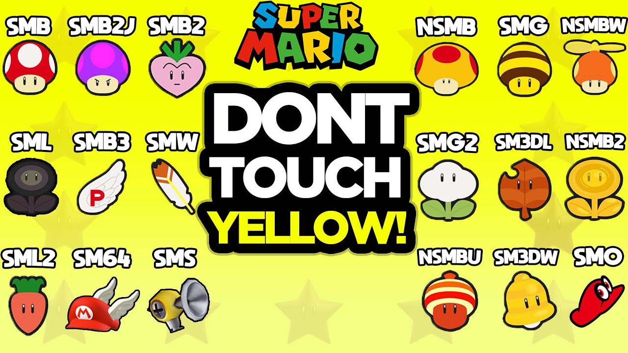 EVERY MARIO GAME: Don't Touch the Color Yellow Challenge!