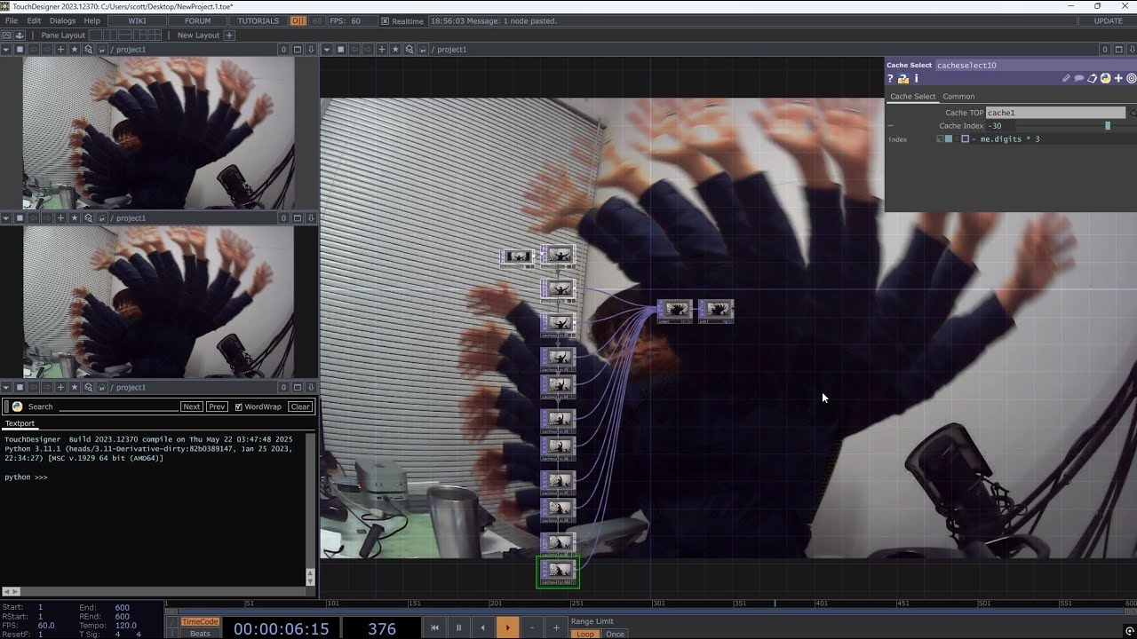Thousand-Armed Kannon effect with Cache Select TOP in TouchDesigner