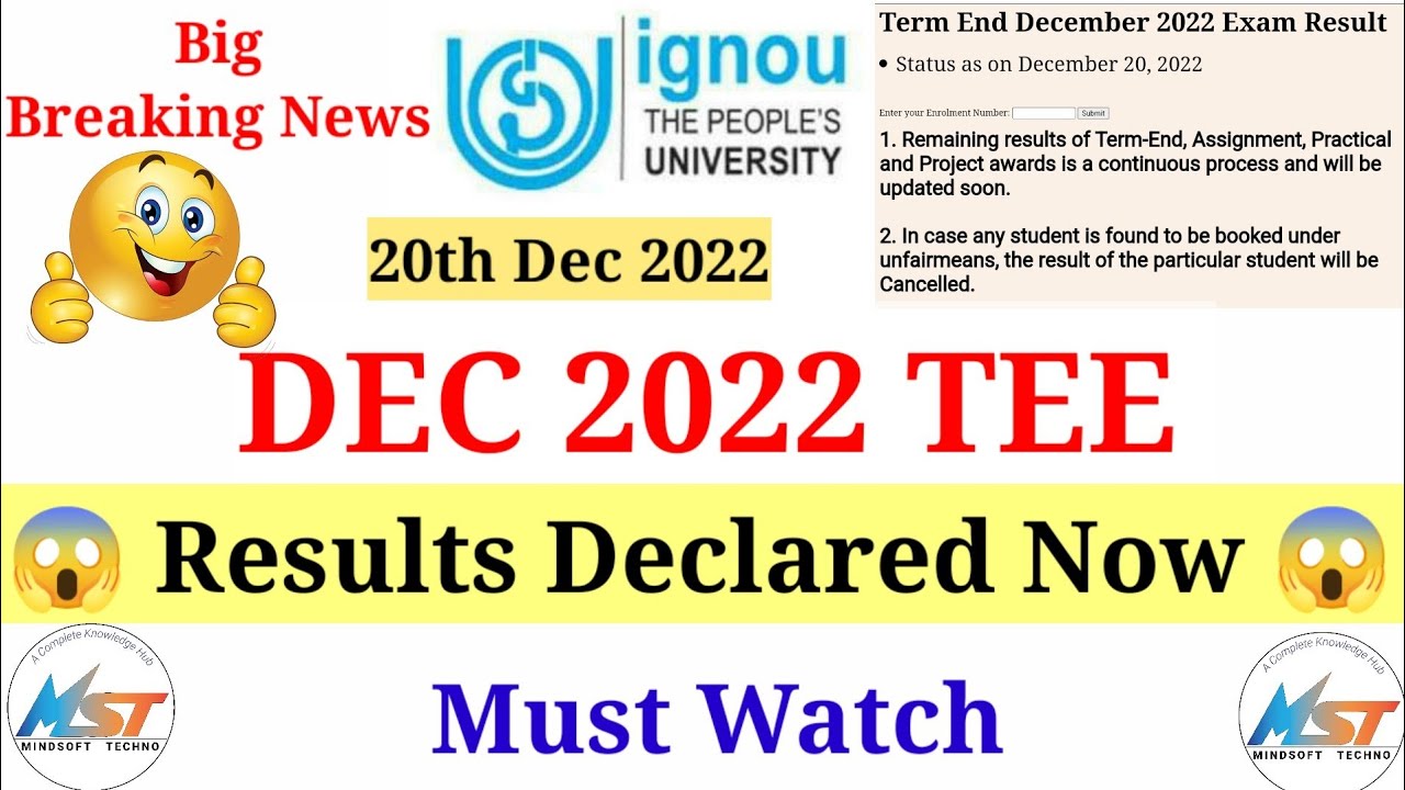 Breaking News 🔥 IGNOU Dec 2022 TEE Results Declared 😱 Must Watch