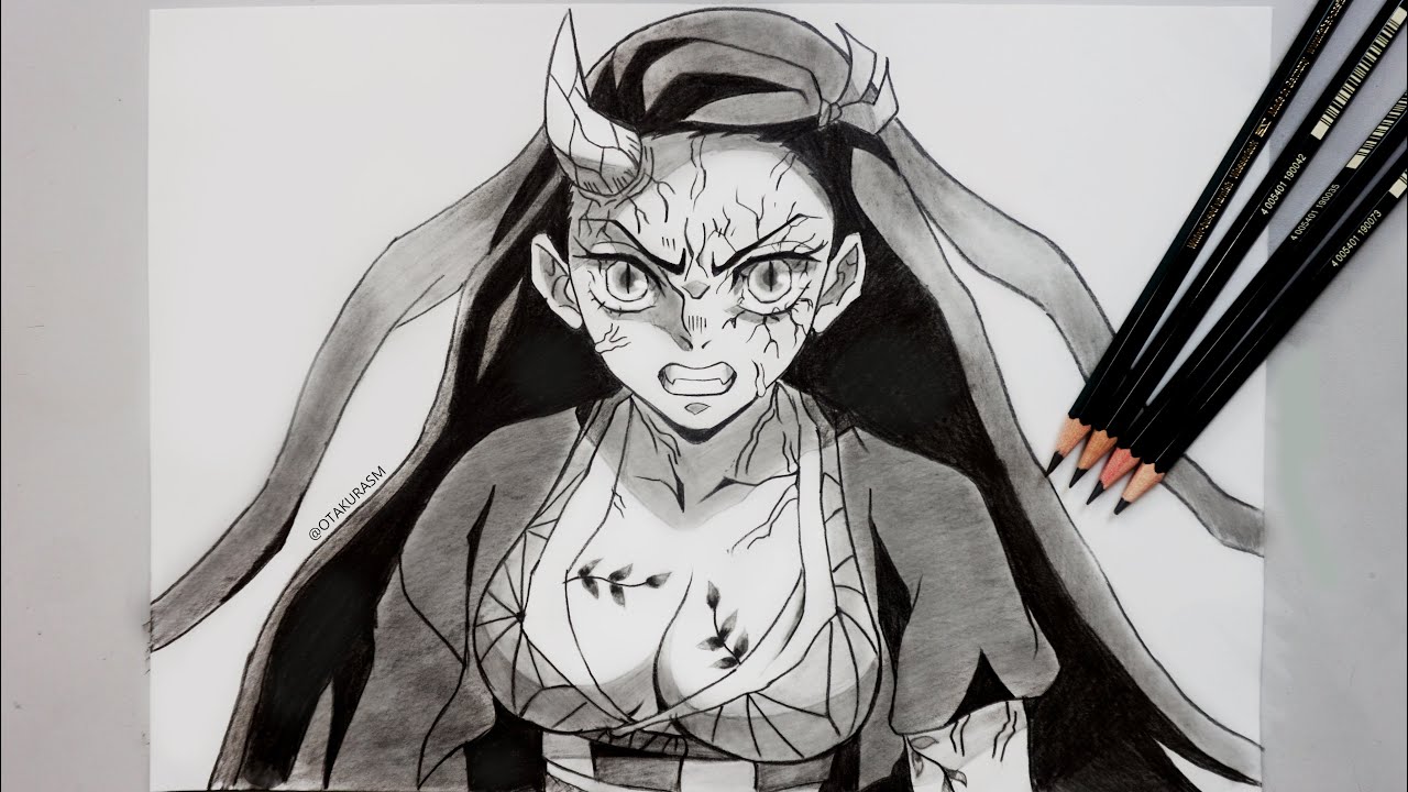 How To Draw Nezuko Demon Form - demon slayer (kimetsu no yaiba)