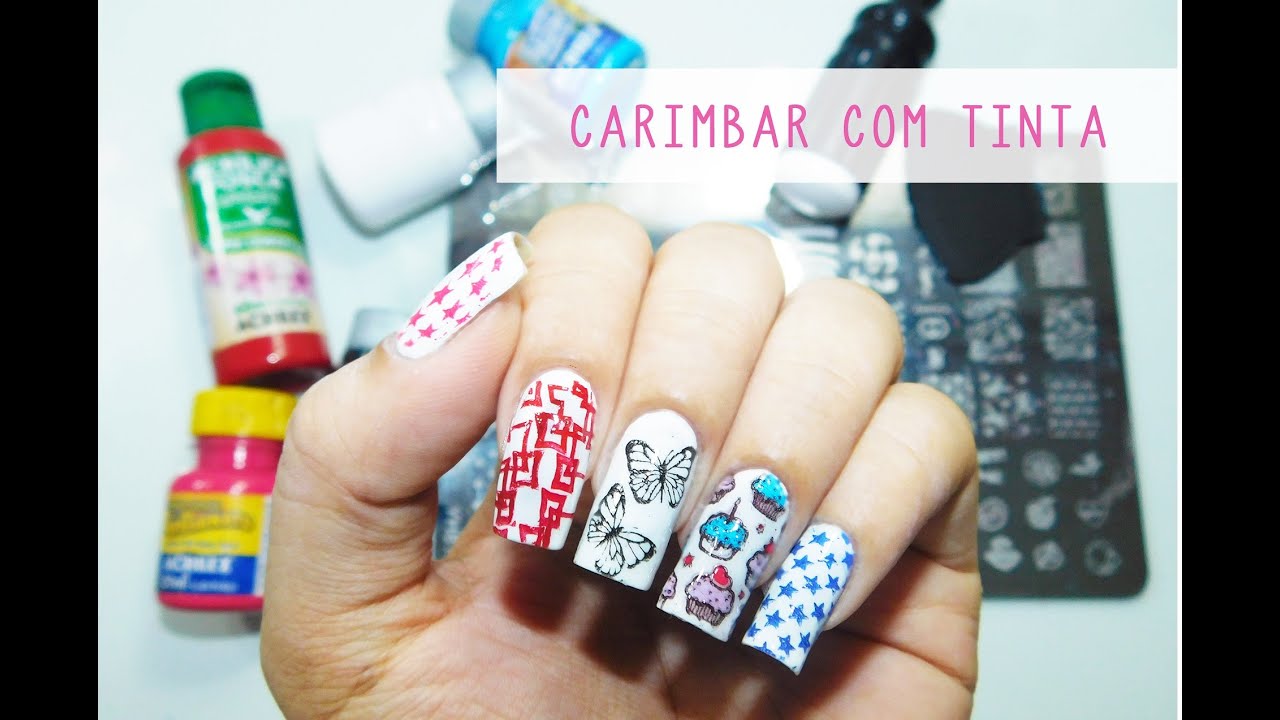 Como carimbar as unhas com Tinta acrílica e Fazer Película