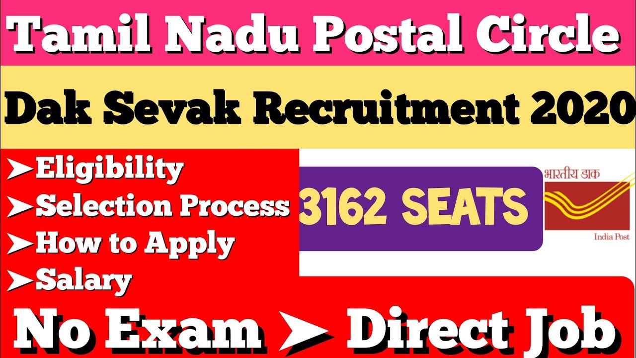 Tamil Nadu, TN GDS Recruitment 2020 l Gramin Dak Sevak Eligibility, Salary, How to Apply, Last Date