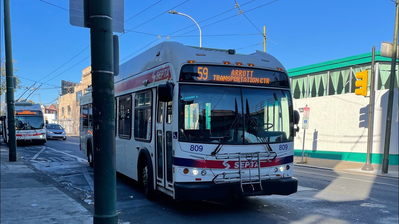 Full ride on SEPTA 2008 new flyer E40LFR #809 on route 59 to Bells Corner Loop.
