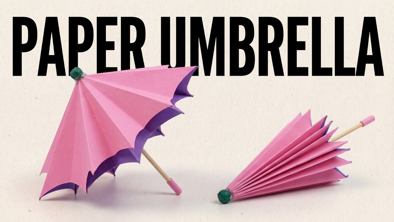 DIY paper umbrella with wooden stick | Opens and closes perfectly