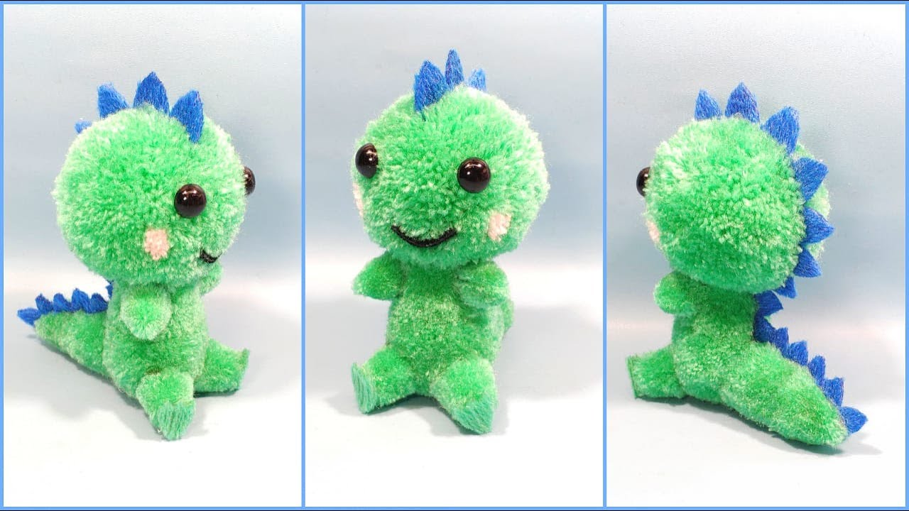 Kawaii Dinosaur Pom Pom Toys - Dinosaur Doll Making - Dinosaurs Making
