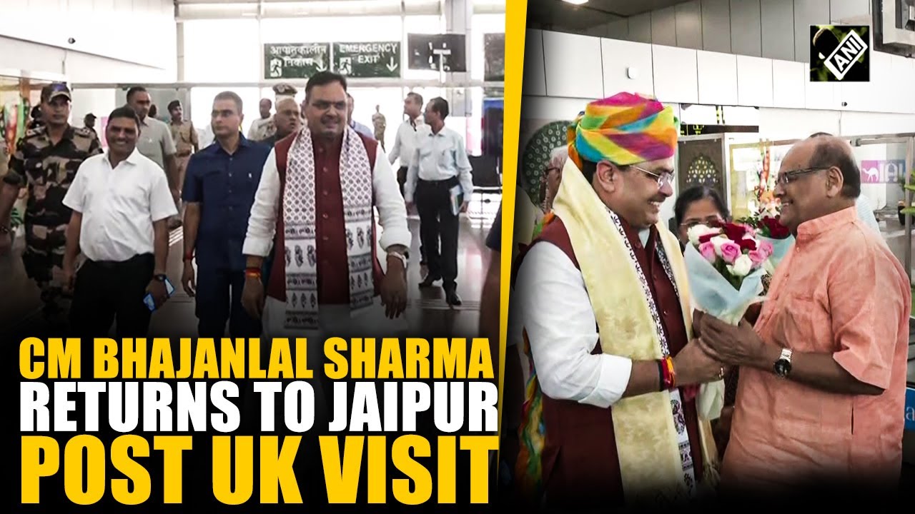 Rajasthan CM Bhajanlal Sharma arrives at Jaipur Airport post concluding London visit