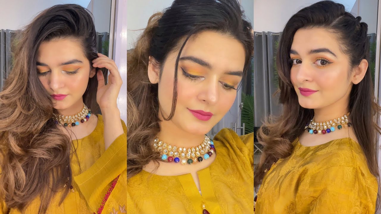 Eye Makeup Look With Mustard Dress || Easy & Simple