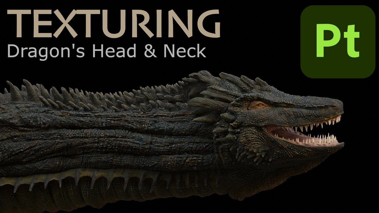 Texturing Dragon's Head  Using Substance Painter as organic as possible timelapse #zbrush